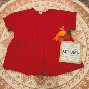 Like new red peplum chiffon shirt size XL